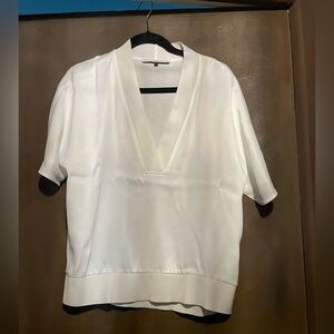 Adolfo Dominguez Cream V-Neck Blouse